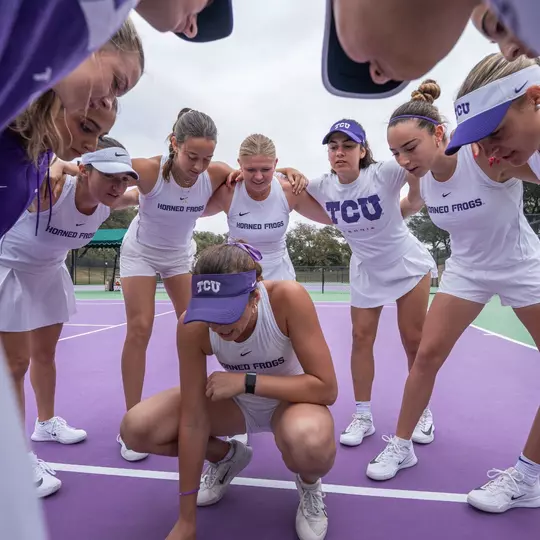 TCU women's tennis team huddle