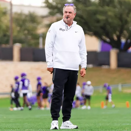 Sonny Dykes watches the start of 2026 spring practices.