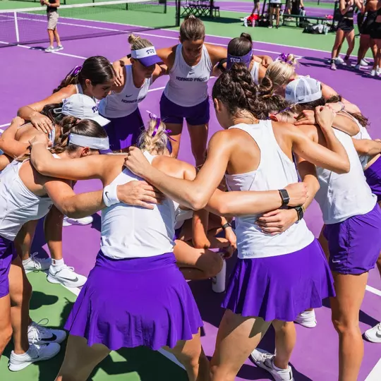 TCU women's tennis team huddle