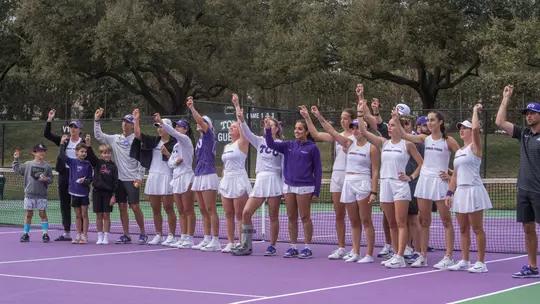 TCU women's tennis team singing alma mater