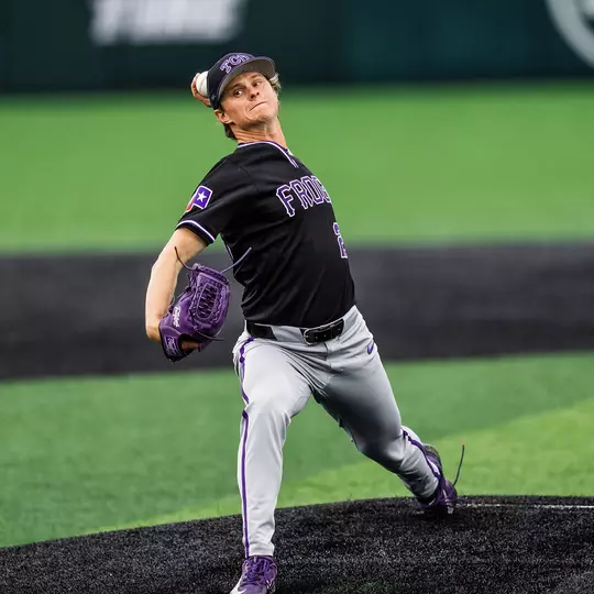 Nolan Johnson throws a pitch in a game at Abilene Christian.