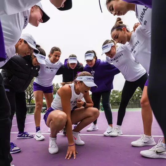 TCU women's tennis team huddle