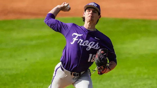 Zack James throws a pitch in a win at Baylor.