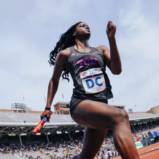 TCU track and field's Bailey Johnson races the 4x200m at Penn Relays