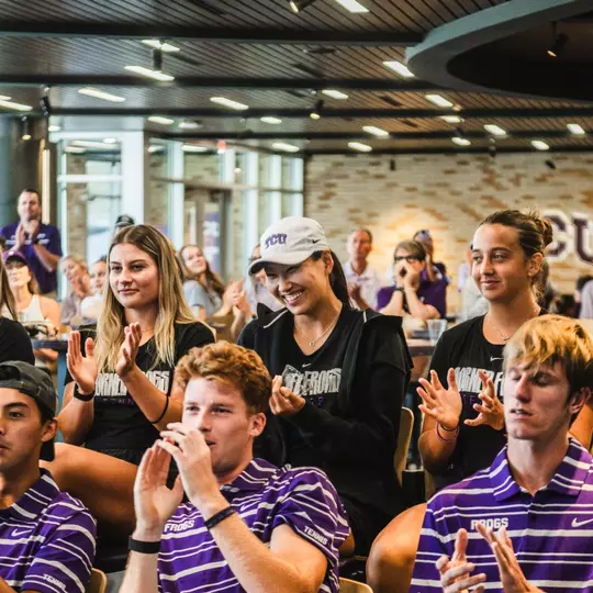TCU women's and men's tennis teams at the 2026 NCAA Selection Show