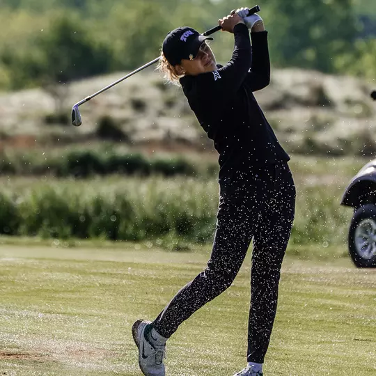 Camille Min-Gaultier tracks an iron shot during the Huntington Bank Collegiate.