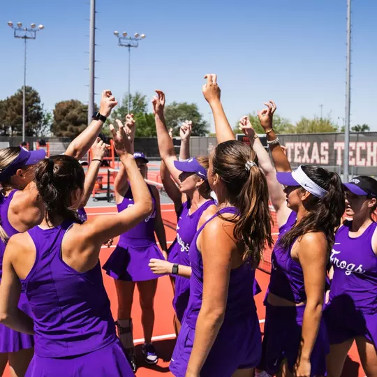 TCU women's tennis team huddle
