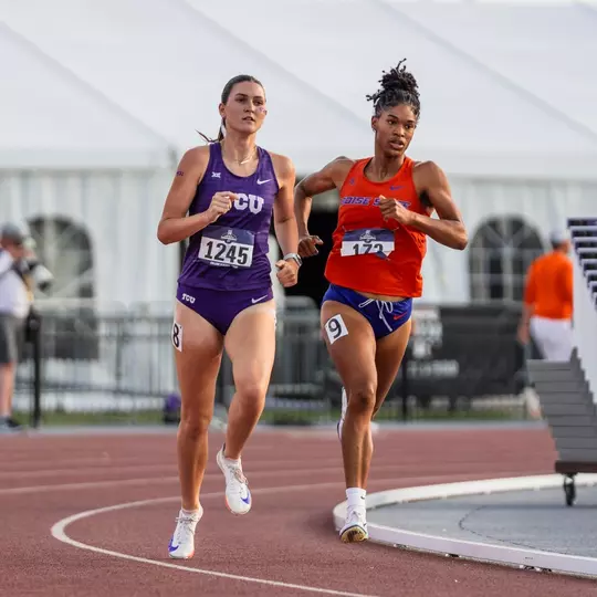 TCU track and field's Georgia Scott races around the track at the NCAA West First Round Meet