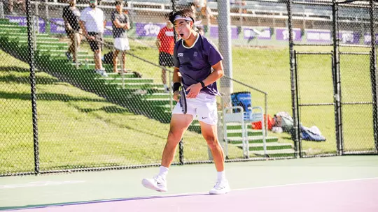 Duncan Chan celebrates during TCU's 4-0 victory over Cornell.