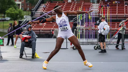 TCU's Irene Jepkemboi throws the javelin in the rain at the NCAA West Regionals