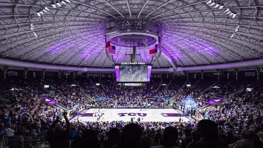 Fans await tipoff for an NCAA Tournament second round game at Schollmaier Arena