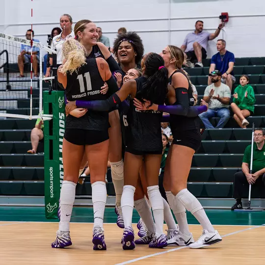 TCU Volleyball hugs middle blocker Morgan Holloman