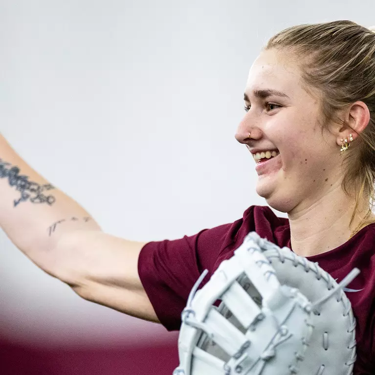 The University of Montana Grizzly softball team practices in the Grizzly Indoor Practice Facility on Monday, January 12, 2025 in Missoula, Montana.