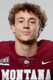 A football recruit poses on April 25, 2025, in Missoula, Mont.