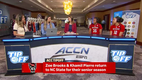 Zoe Brooks and Khamil Pierre on ACCN Set at ACC Tipoff