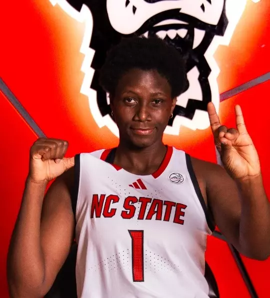 Favour Ossai poses when she arrived on campus with NC State women's basketball