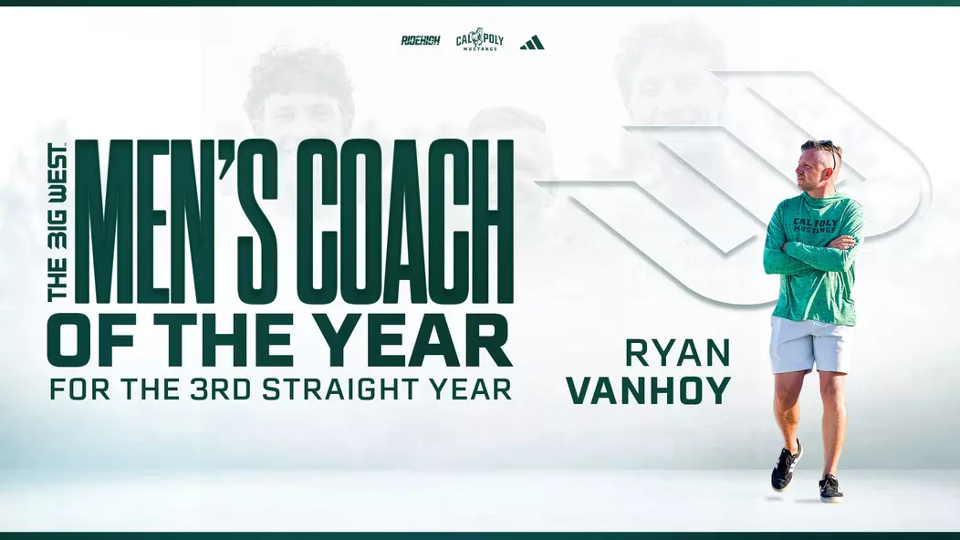 Ryan Vanhoy 2026 Big West Men's Track Coach of the Year Web Graphic