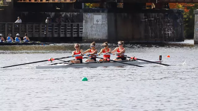 Photo of the BU Lightweight Rowing Championship 4+ at the Head of the Charles.