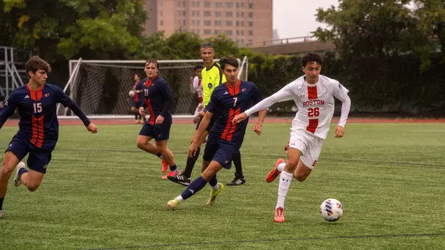Jason Zacarias plays soccer against Bucknell