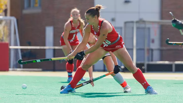 Caroline O'Brien controls the ball against Lehigh