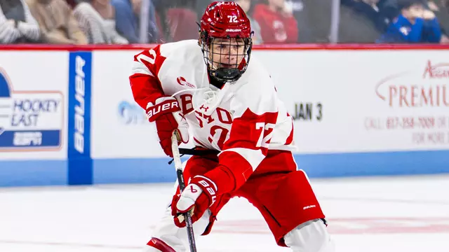 Xavier Villeneuve playing hockey at BU