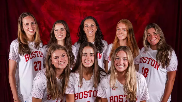 Photo of the BU women's soccer senior class.