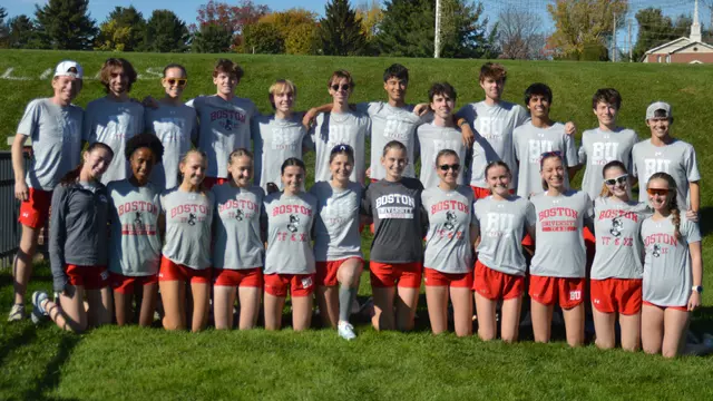Men's and Women's Cross Country Teams pose for a photo at practice for 2026 PL Championships