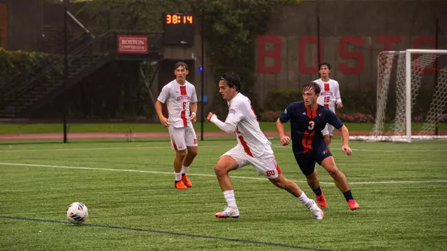 Lapo Romieri plays soccer against Bucknell