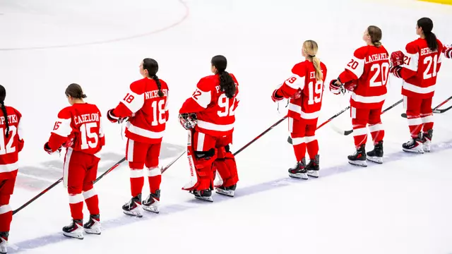 WIH standing at the blue line for the anthem at Wisconsin from the back