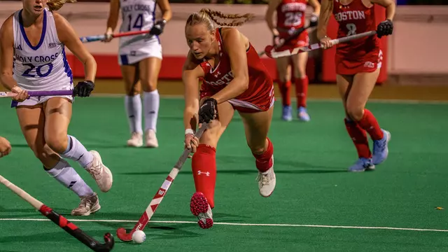Jenna Park controls the ball vs. Holy Cross