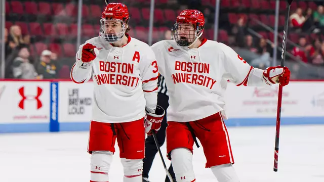 Cole Eiserman and Charlie Trethewey celebrate a goal