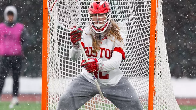 Connor Phillips playing goalie