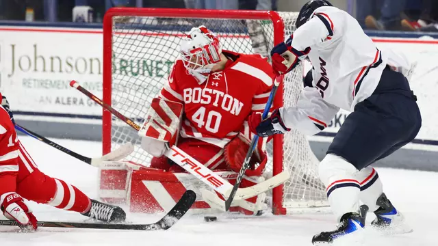 Mikhail Yegorov makes a save at UConn