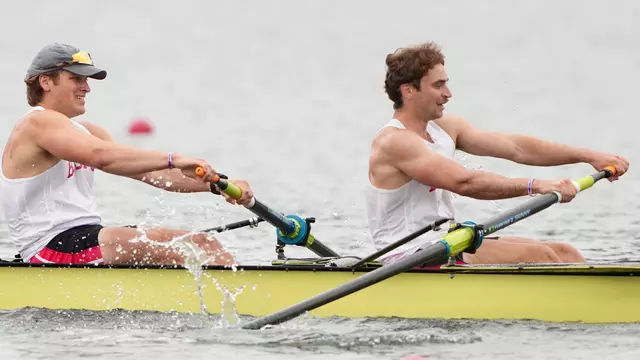 Photo of BU Men's Rowing All-Americans Grant Gwadz (left) and Alessandro Gardino.