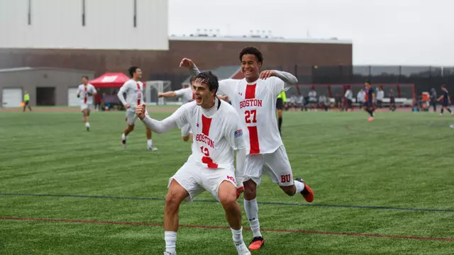 Lapo Romieri celebrates following his goal over Bucknell