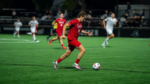 Ben Bagshaw plays soccer against Providence
