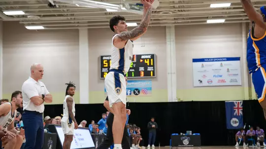 Garrett Johnson shoots a 3-pointer against McNeese