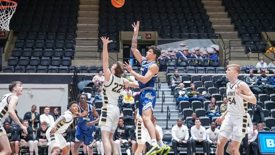 Garrett Johnson hits a floater at Army