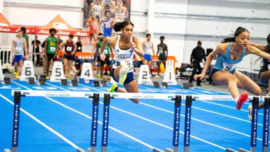 Kamryn Holness competes the 60m hurdles at the A-10 indoor championships