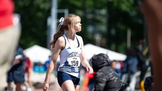 Megan Heidebrecht prepares to jump at A-10 Championships
