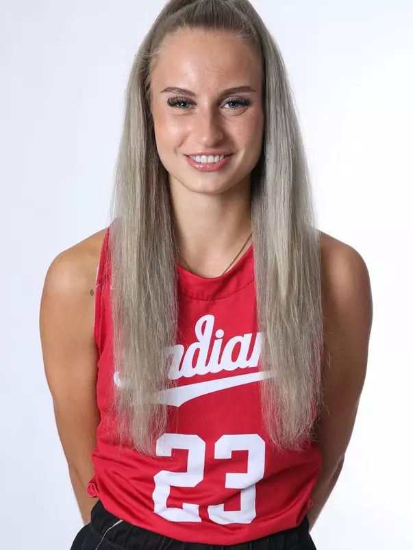 BLOOMINGTON, IN - August 07, 2023 - midfielder Lara Mortz #23 of the Indiana Hoosiers during Media Day IU Field Hockey Complex in Bloomington, IN. Photo By Gretta Cohoon/Indiana Athletics