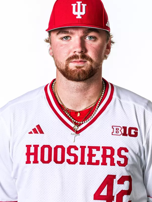 BLOOMINGTON, IN - NOVEMBER 13, 2023 - left-handed pitcher Matt Bohnert #42 of the Indiana Hoosiers during Photo Day in Bloomington, IN.