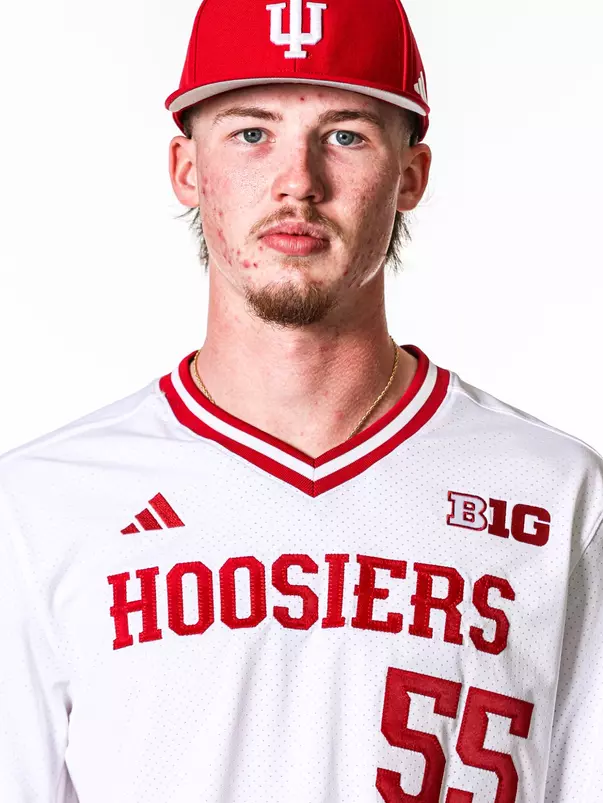 BLOOMINGTON, IN - NOVEMBER 13, 2023 - right-handed pitcher Aydan Decker-Petty #55 of the Indiana Hoosiers during Photo Day in Bloomington, IN.