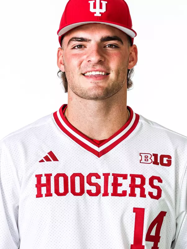 BLOOMINGTON, IN - NOVEMBER 13, 2023 - right-handed pitcher Connor Foley #14 of the Indiana Hoosiers during Photo Day in Bloomington, IN.