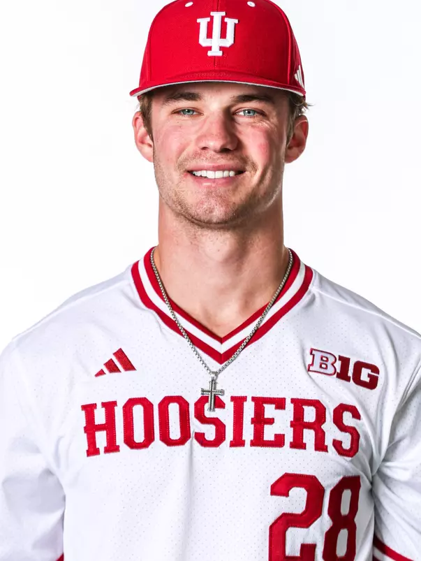 BLOOMINGTON, IN - NOVEMBER 13, 2023 - outfield Sam Murrison #28 of the Indiana Hoosiers during Photo Day in Bloomington, IN.