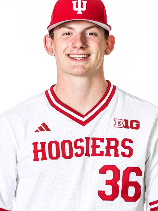 BLOOMINGTON, IN - NOVEMBER 13, 2023 - right-handed pitcher Eli Shaw #36 of the Indiana Hoosiers during Photo Day in Bloomington, IN.