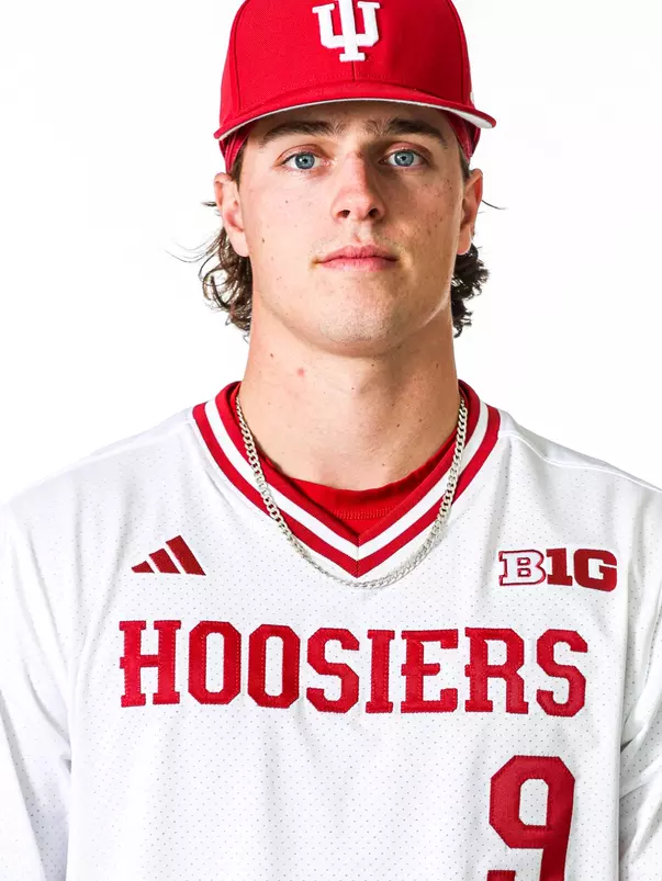 BLOOMINGTON, IN - NOVEMBER 13, 2023 - catcher Brock Tibbitts #9 of the Indiana Hoosiers during Photo Day in Bloomington, IN.