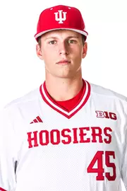 BLOOMINGTON, IN - NOVEMBER 13, 2023 - right-handed pitcher Julian Tonghini #45 of the Indiana Hoosiers during Photo Day in Bloomington, IN.