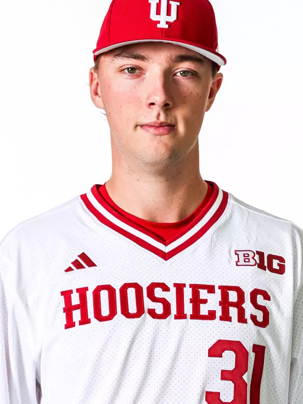 BLOOMINGTON, IN - NOVEMBER 13, 2023 - right-handed pitcher Evan Whiteaker #31 of the Indiana Hoosiers during Photo Day in Bloomington, IN.