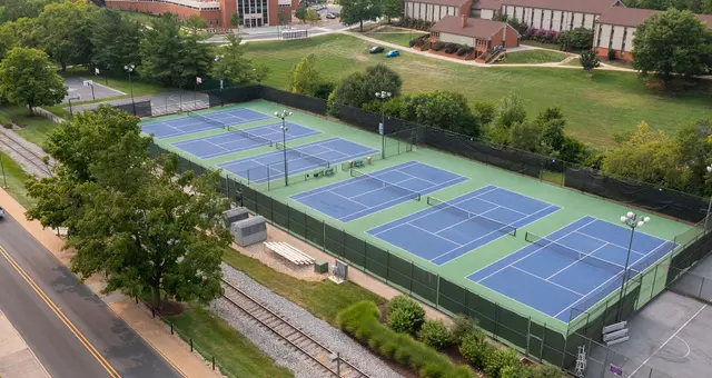 JMU Tennis Hillside Courts aerial summer 2023